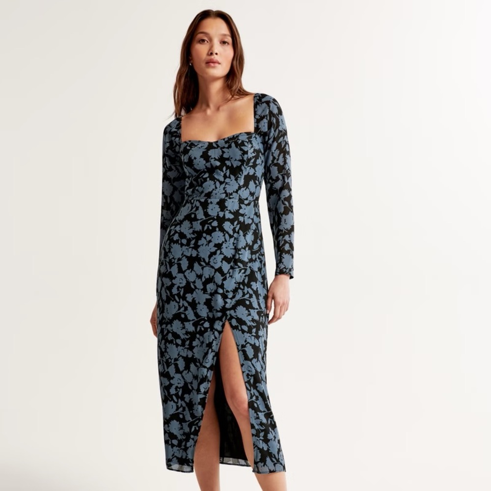 Abercrombie & Fitch Black and Blue Floral Dress